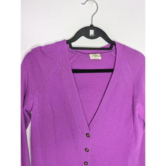 Wallace Sweater Cardigan Womens Medium Purple Merino Wool Elbow Patch Pockets - Picture 4 of 7